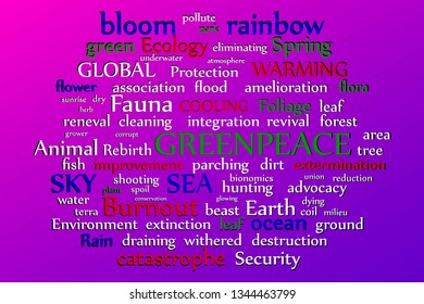 Concept with Word Cloud of Greenpeace. Text Business Project. Vector Illustration