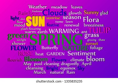Concept with Word Cloud of Spring. Text Business Project. Vector Illustration
