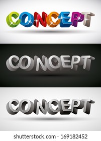 Concept word made with 3d letters, vector set.