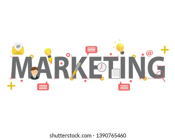Concept of word marketing. illustration conpept for website, banner and mobile