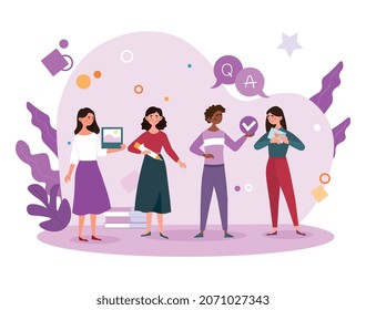 Concept of work motivation. Characters stand with office employee symbols. Colleagues, collection of people with different business tasks. Success, hardworking. Cartoon flat vector illustration
