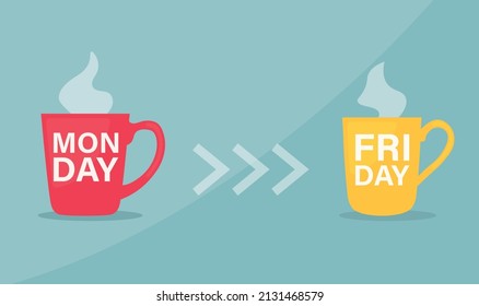 concepto de semana de trabajo de lunes a viernes café - ilustración vectorial