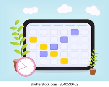 Concept of workflow organization, work planning, time managment, project management. 3d vector illustration