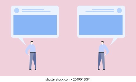The concept of working between two people exchanging information ,  Flat Modern design, illustration Vector EPS 10 