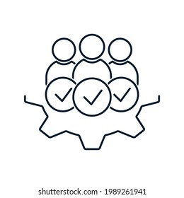 Concept of working group, support service. Vector icon isolated on white background.