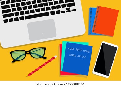 Concept of working from home. Relaxation.  Flat vector illustration. Covid-19 Coronavirus quarantine concept.