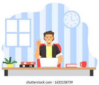 Concept of working at home. Relaxation. Work wherever you want with pleasure. Man working with his laptop at home, suitable for freelancer, ecommerce, internet marketer, student illustration concept
