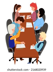 The concept of a working meeting of colleagues at the table.