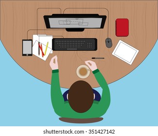 Concept of workplace with computer technology