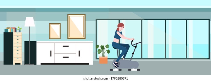 Concept works out on exercise in home.vector  illustration