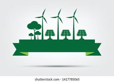 Concept World environment and Earth Symbol With cityscape ecology With Eco-Friendly Ideas,Vector Illustration