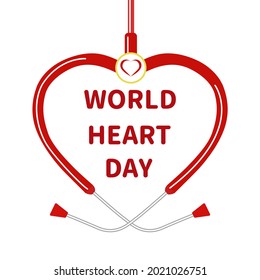 The concept of the World Heart Day. Vector design of a heart and a stethoscope. Vector illustration for the World Heart Day on a white background