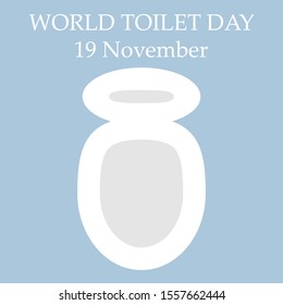 concept of world toilet day with inscription on tank. isolated on blue background. modern illustration