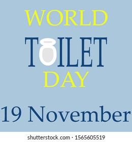 concept of world toilet day with inscription on tank. isolated on blue background. modern illustration