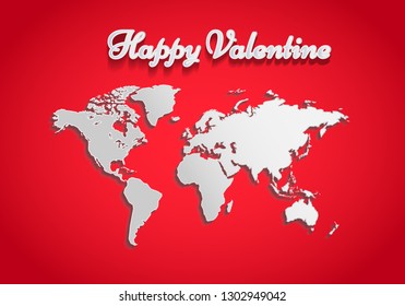 The concept of the world for Valentine's Day. Background the world of love concept. Paper cut style.