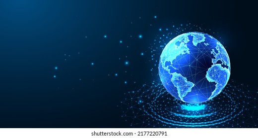 Concept of world water sustainable resources with planet Earth globe, water puddle on blue backgound