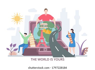 El concepto del mundo es suyo, diseño plano moderno ilustración vectorial, para diseño gráfico y web