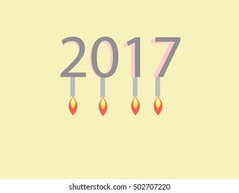 concept of year 2017 with flying candles 