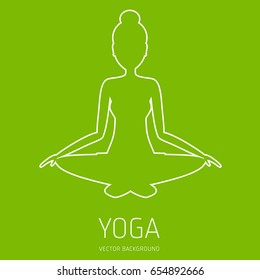 Concept of yoga, health improvement, meditation, vector background, banner, abstract silhouette