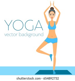 Concept of yoga, health improvement, meditation, vector background, banner, abstract silhouette