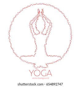 Concept of yoga, health improvement, meditation, vector background, banner, abstract silhouette