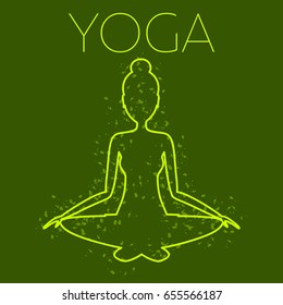 Concept of yoga, health improvement, meditation, vector background, banner, abstract silhouette