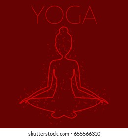 Concept of yoga, health improvement, meditation, vector background, banner, abstract silhouette