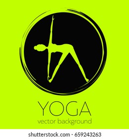 Concept of yoga, health improvement, meditation, vector background, banner, abstract silhouette