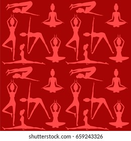 Concept of yoga, health improvement, meditation, vector background, banner, abstract silhouette