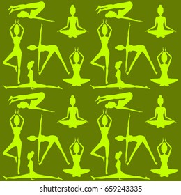 Concept of yoga, health improvement, meditation, vector background, banner, abstract silhouette