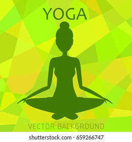 Concept of yoga, health improvement, meditation, vector background, banner, abstract, polygonal graphics, polygons, silhouette