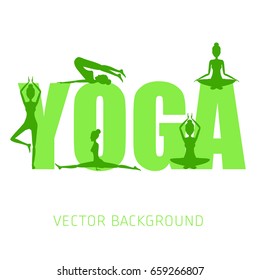 Concept of yoga, health improvement, meditation, vector background, banner, abstract, polygonal graphics, polygons, silhouette