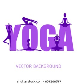 Concept of yoga, health improvement, meditation, vector background, banner, abstract, polygonal graphics, polygons, silhouette