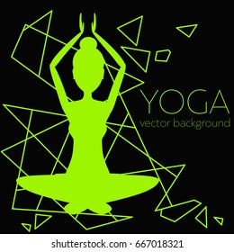 Concept of yoga, health improvement, meditation, vector background, banner, abstract, polygonal graphics, polygons, silhouette
