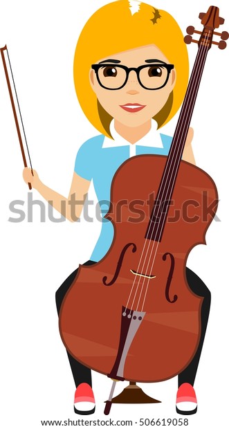Concept Young Girl Playing Cello Cartoon Stock Vector Royalty Free 506619058