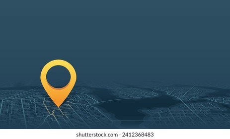 Concept of your location on map. Navigation to poi. Simple scheme of isometric city. Location tracks dashboard. Generic city map with signs of streets, roads, house. Vector illustration, background