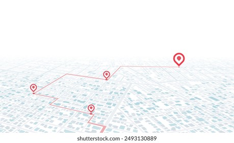 Concepto de su ubicación en el mapa. Navegación a poi. Esquema simple de la ciudad con el seguimiento en línea. Ilustración vectorial