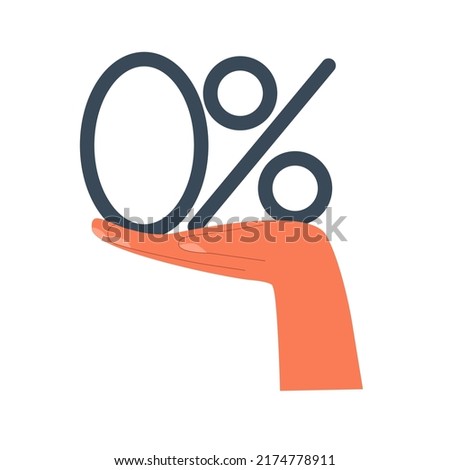 The concept of zero percent commission, installment, loan. Vector illustration in flat style