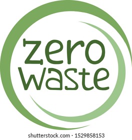 concept zero waste handwritten in circle, modern style, logo, lettering, banner, no plastic, go green
