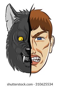 Conception of anger or simple  werewolf portrait.