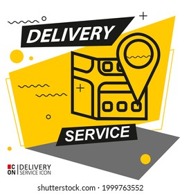 Conception of navigation. Vector image of delivery service icon.