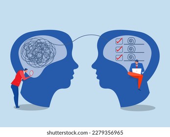 Conception order versus confusion,The opposite mindset chaos and order in thoughts To-do list in the head and chaos in the head Vector illustration