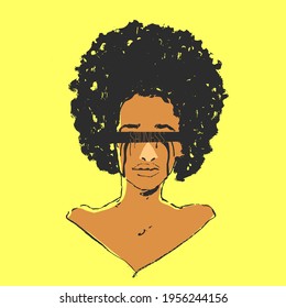 The conception of sadness, African young woman with afro hairstyle crying, tears run down her cheeks. Psychological problems, despair, depression, loneliness, 