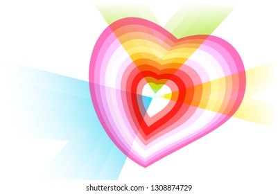 Conception and visual metaphor of Broken heart. Spatial image of the heart on white background. Abstract vector illustration.