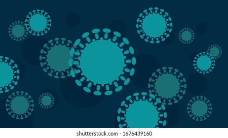Concepts against the background of a cluster of coronavirus COVID-19 under a microscope. Flat, simple and stylish design. Wuhan virus from China. Biohazard of infection. Vector illustration.