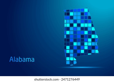 concepts of Alabama Network Digital Technology Graphic illustration. Blue Color. Internet Futuristic Concept Map.
