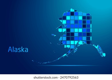 concepts of Alaska Network Digital Technology Graphic illustration. Blue Color. Internet Futuristic Concept Map.