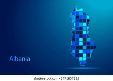 concepts of Albania Network Digital Technology Graphic illustration. Blue Color. Internet Futuristic Concept Map.