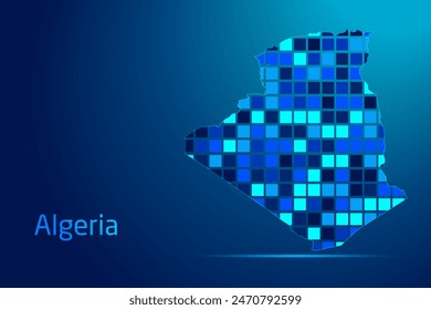concepts of Algeria Network Digital Technology Graphic illustration. Blue Color. Internet Futuristic Concept Map.