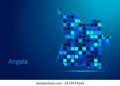 Conceptos de Angola Network Tecnología Digital Ilustración gráfica. Color azul. Mapa conceptual futurista de Internet.